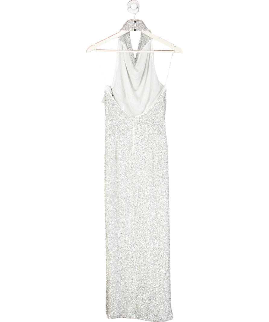 Karen Millen Metallic Jersey Sequin Cowl Neck Midi Dress UK XS