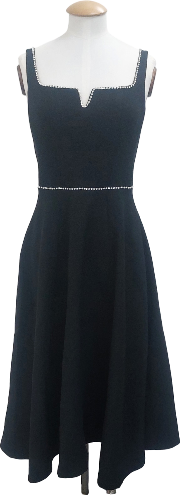 Fabrique Black Diamanté Trim Midi Dress UK S
