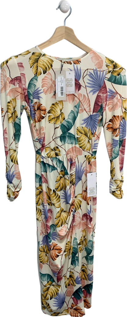 Never Fully Dressed Multicoloured Pastel Palm Hartowe Midi Dress UK 6