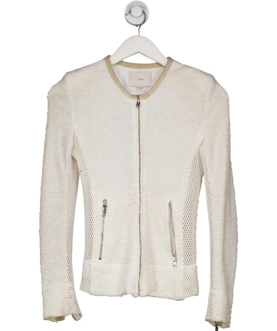 IRO White Amiya Zip Up Jacket UK 8