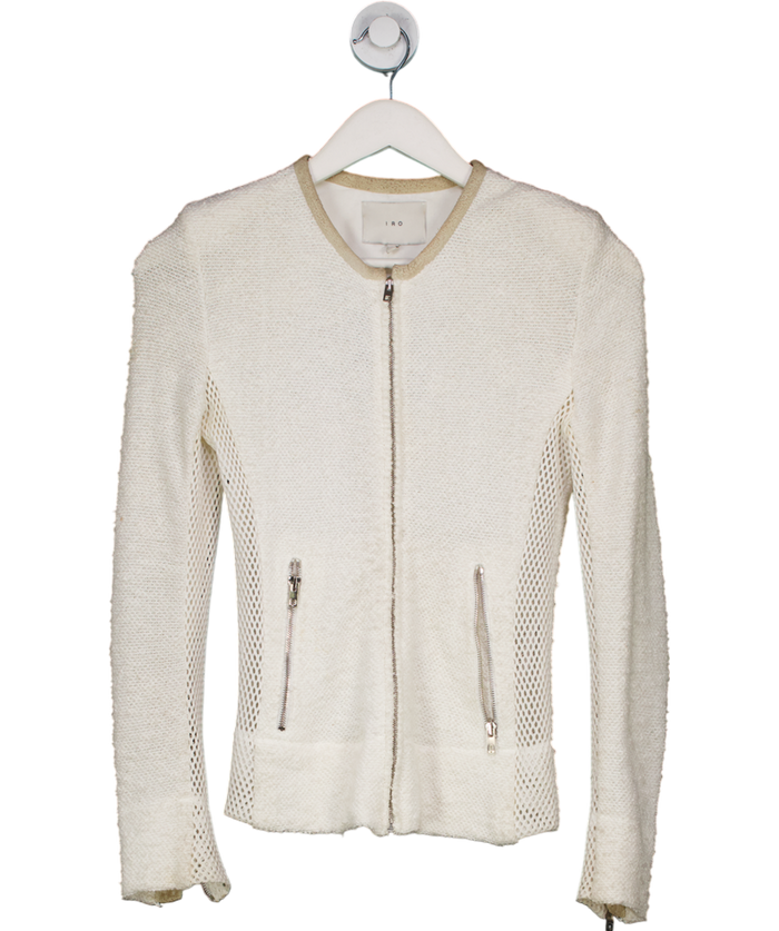 IRO White Amiya Zip Up Jacket UK 8