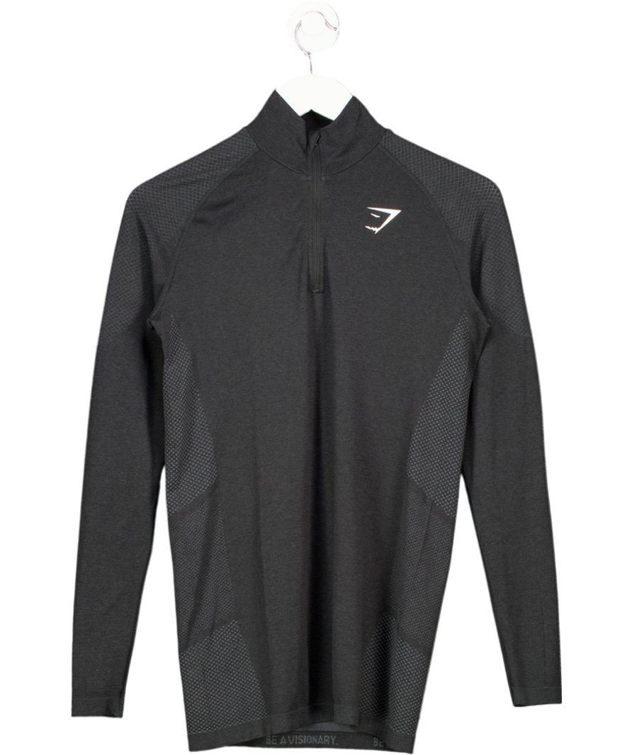 gymshark Black Long Sleeved Quarter Zip Workout Top UK XS
