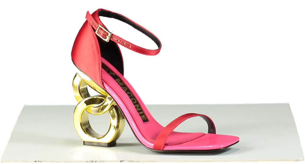 Kat Maconie Red/Gold Ankle Strap Sandal with Unique Heel UK 4