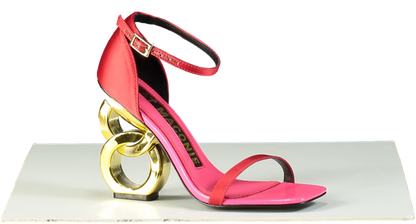 Kat Maconie Red/Gold Ankle Strap Sandal with Unique Heel UK 4