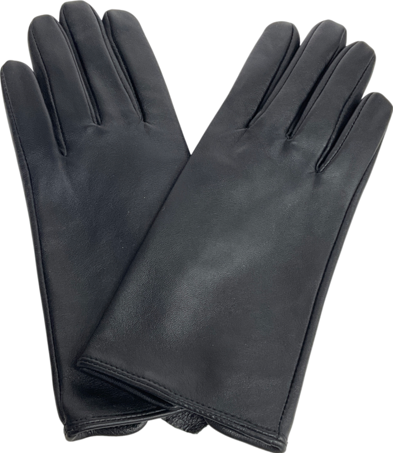 M&S Black Leather Warm Lined Gloves UK S