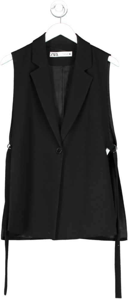 ZARA Black Sleeveless Open Sided Blazer UK S