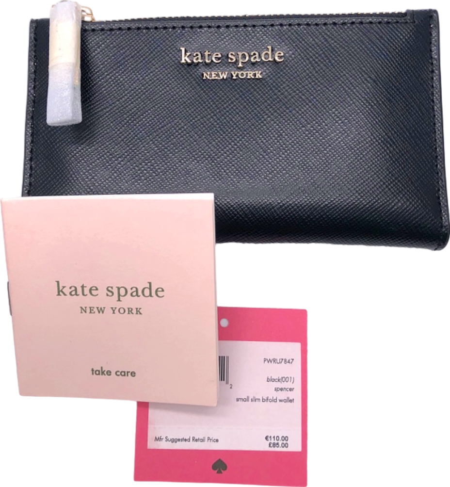 Kate Spade Black Leather Spencer Small Slim Bifold Wallet