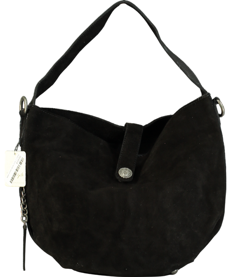 Free People Black Suede Adjustable Strap Shoulder Bag