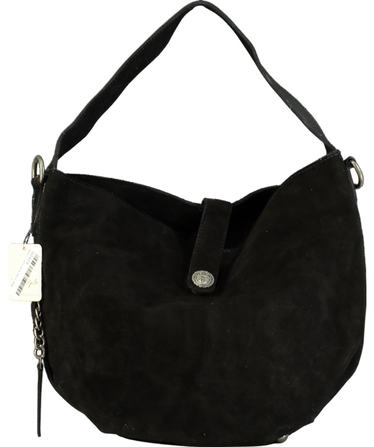 Free People Black Suede Adjustable Strap Shoulder Bag