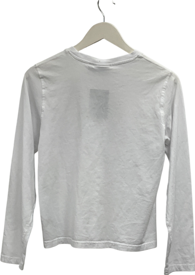 Weekday White Long Sleeve Cotton Top UK S