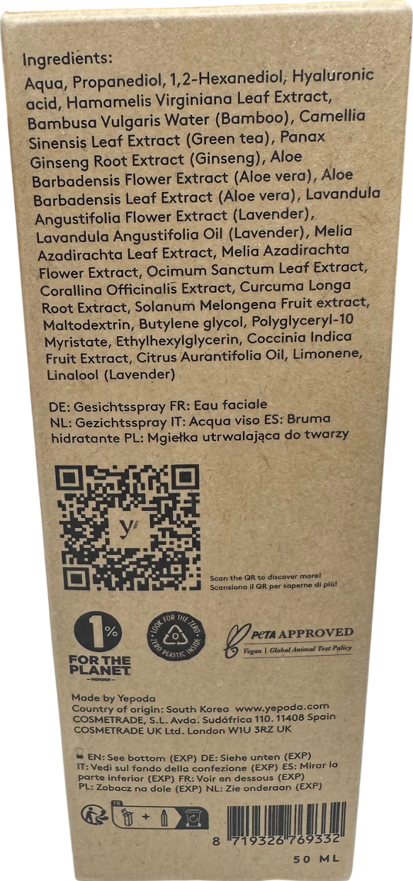 Yepoda Hyaluronic Acid & Lavender Face Mist 50ml