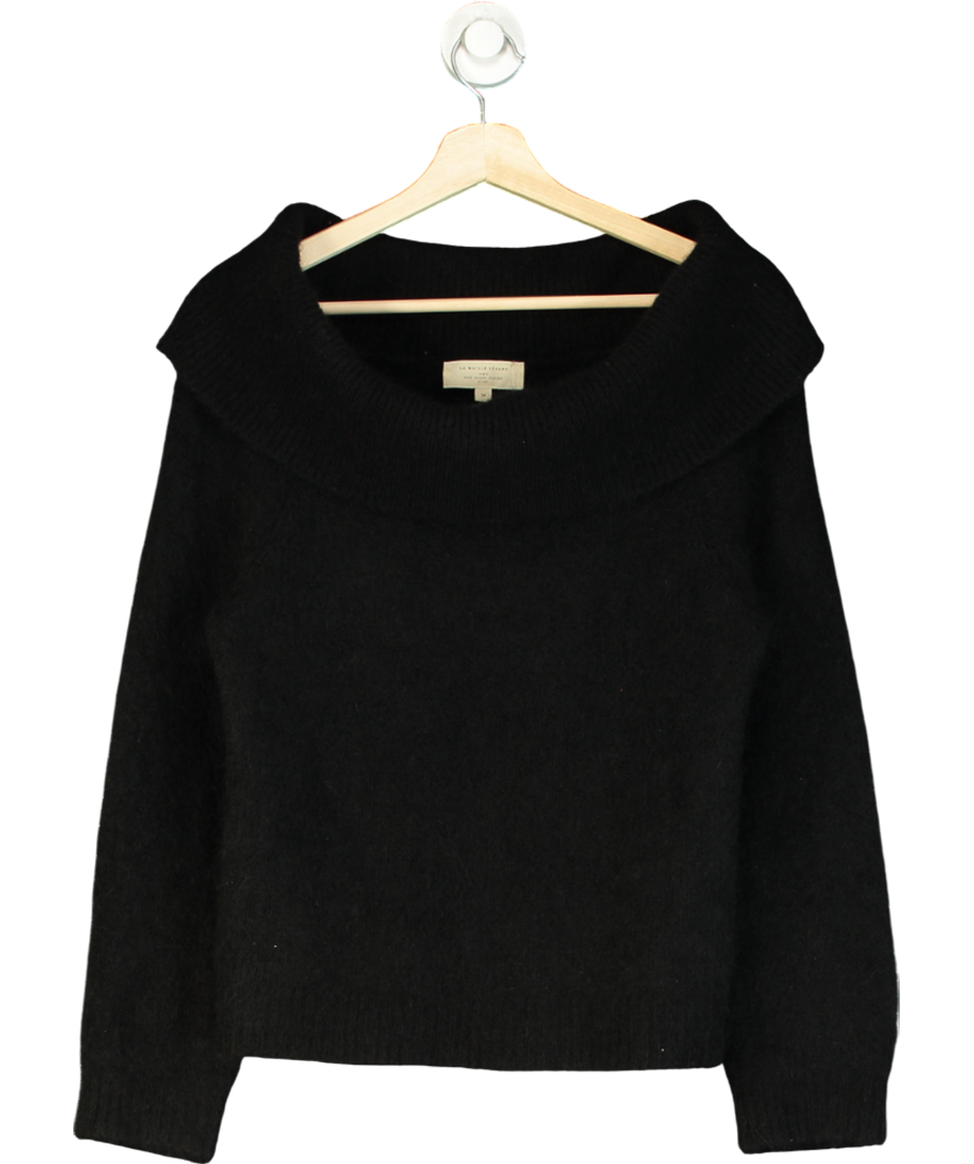 Sezane Black Off The Shoulder Fold Over Jumper UK M