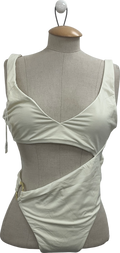 Monday Swimwear Cream St Barth's V-neck Recycled-polyester-blend Swimsuit UK 12-14