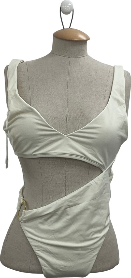 Monday Swimwear Cream St Barth's V-neck Recycled-polyester-blend Swimsuit UK S