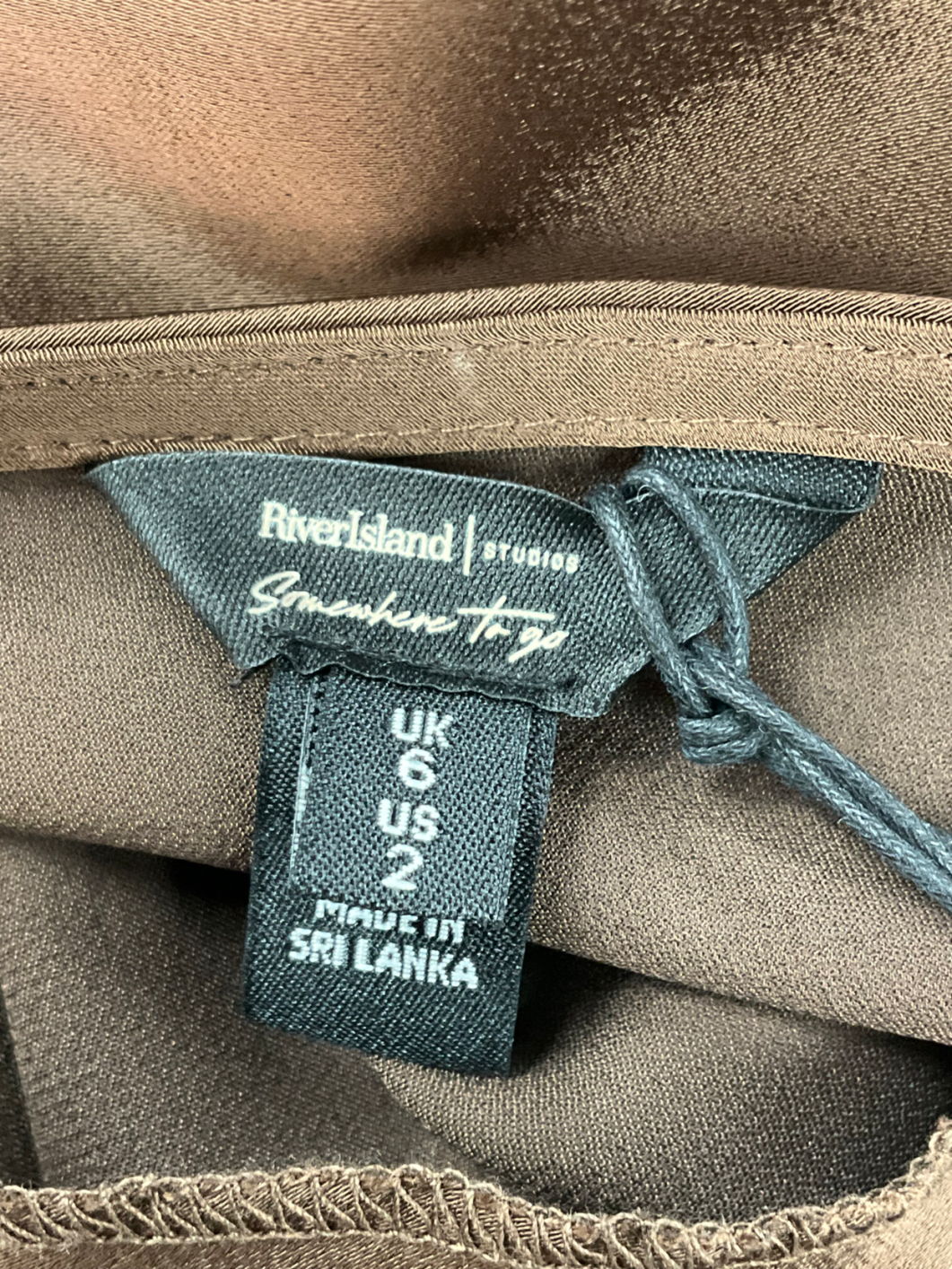 River Island Brown Feather Trimmed Slip Dress UK 6