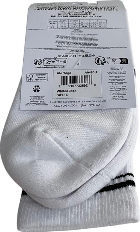 alo yoga White Unisex Throwback Sock UK 7 EU 40 👠