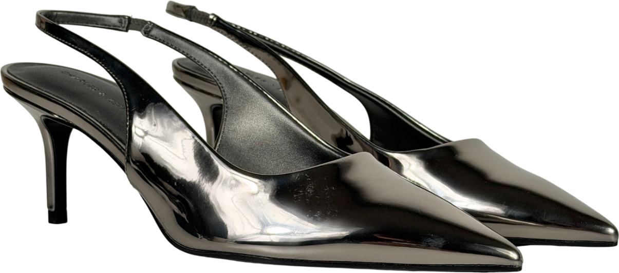 Charles & Keith Metallic Kaia Pointed Slingback Pumps UK 6 EU 39 👠