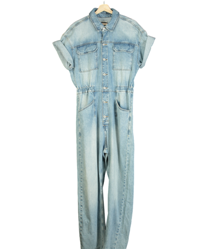 Free People Blue Marci Denim Jumpsuit UK L