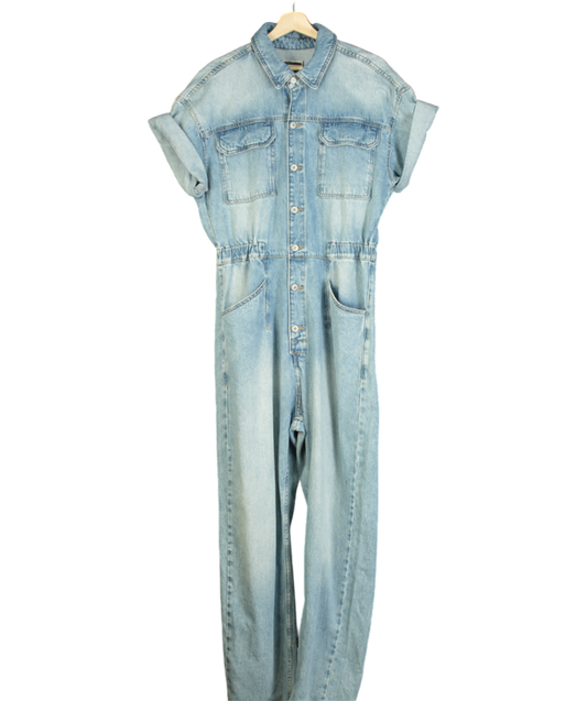 Free People Blue Marci Denim Jumpsuit UK L