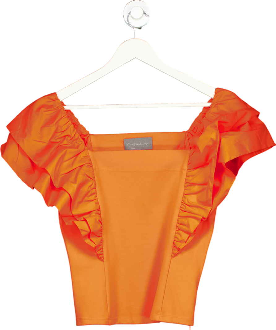 Sunday in Brooklyn Orange Sunday In Brooklyn Ruffle Sleeve Top UK S