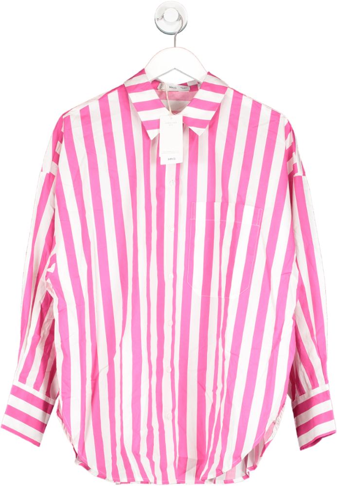 MANGO Pink Oversized Striped Shirt BNWT UK 12