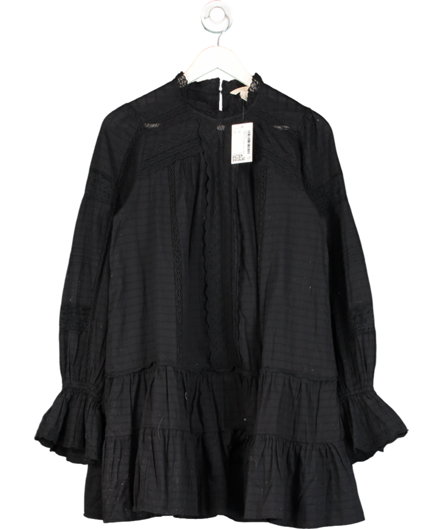 H&M Blue Cotton Lace Trimmed Dress UK XS