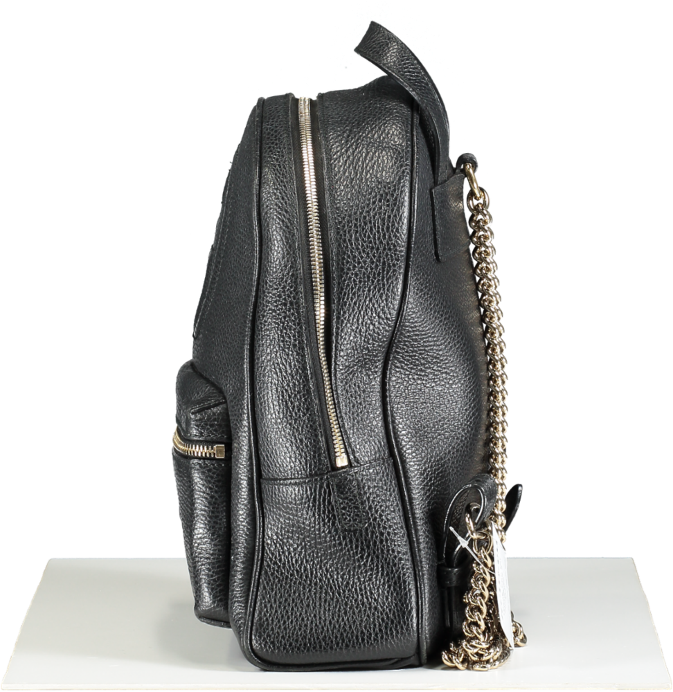 GUCCI Black Soho Chain Leather Backpack One Size