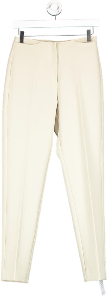 BREATHE Cream Slim Fit High Waisted Trousers UK S