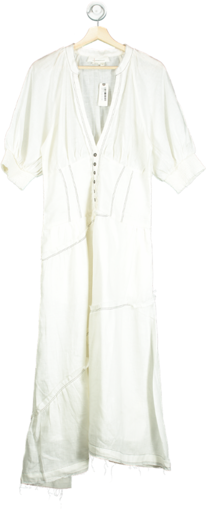 Anthropologie White Linen Maxi Dress UK M