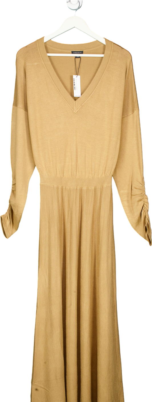 Karen Millen Camel V-Neck Midi Dress M