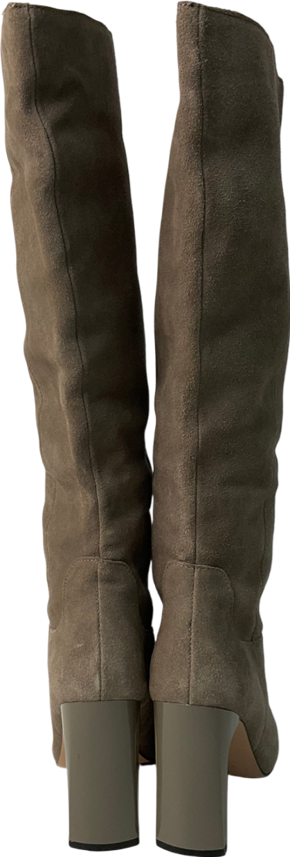 River Island Nude Taupe Suede Knee High Boots UK 5 EU 38 👠