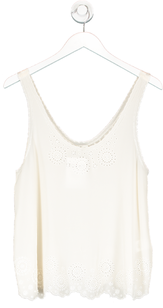 Joie Cream Embroidered Sleeveless Top UK M