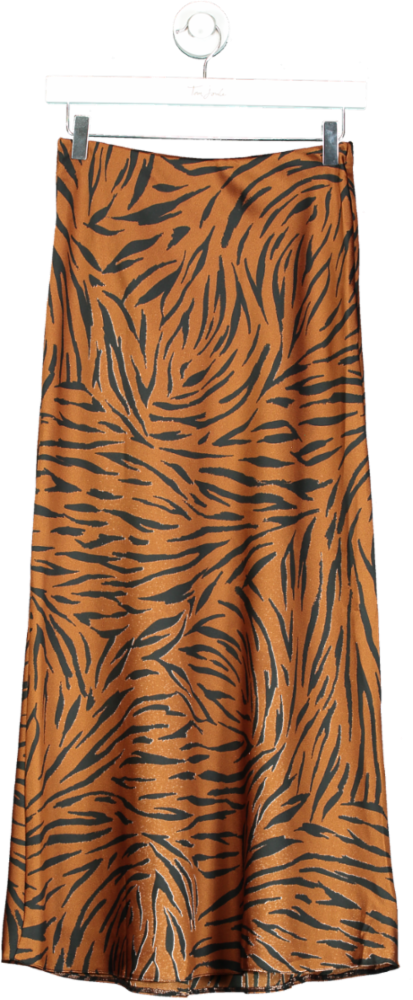 New Look Brown/Black Animal Print Midi Skirt UK 6