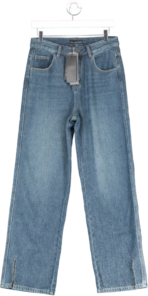 S.DEER Blue Split Hem High-rise Loose Jeans UK M