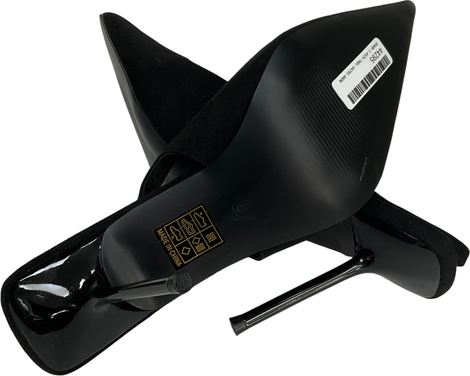 PrettyLittleThing Black Suede Pointed Sling Back Heels UK 8 EU 41 👠