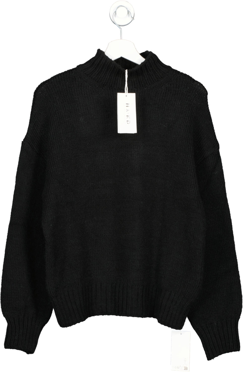 NA-KD Black Turtle Neck Knitted Sweater UK S