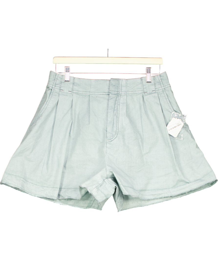 Free People Green Goa Pleated Shorts UK 10