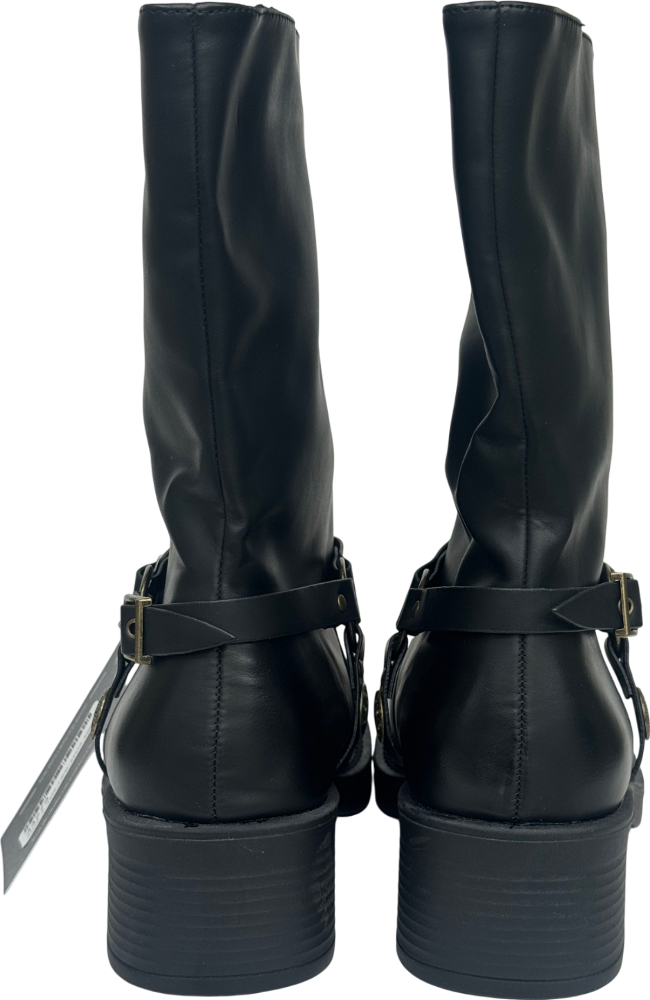 boohoo Black Western Style Buckle Detail Boots UK 5 EU 38 👠