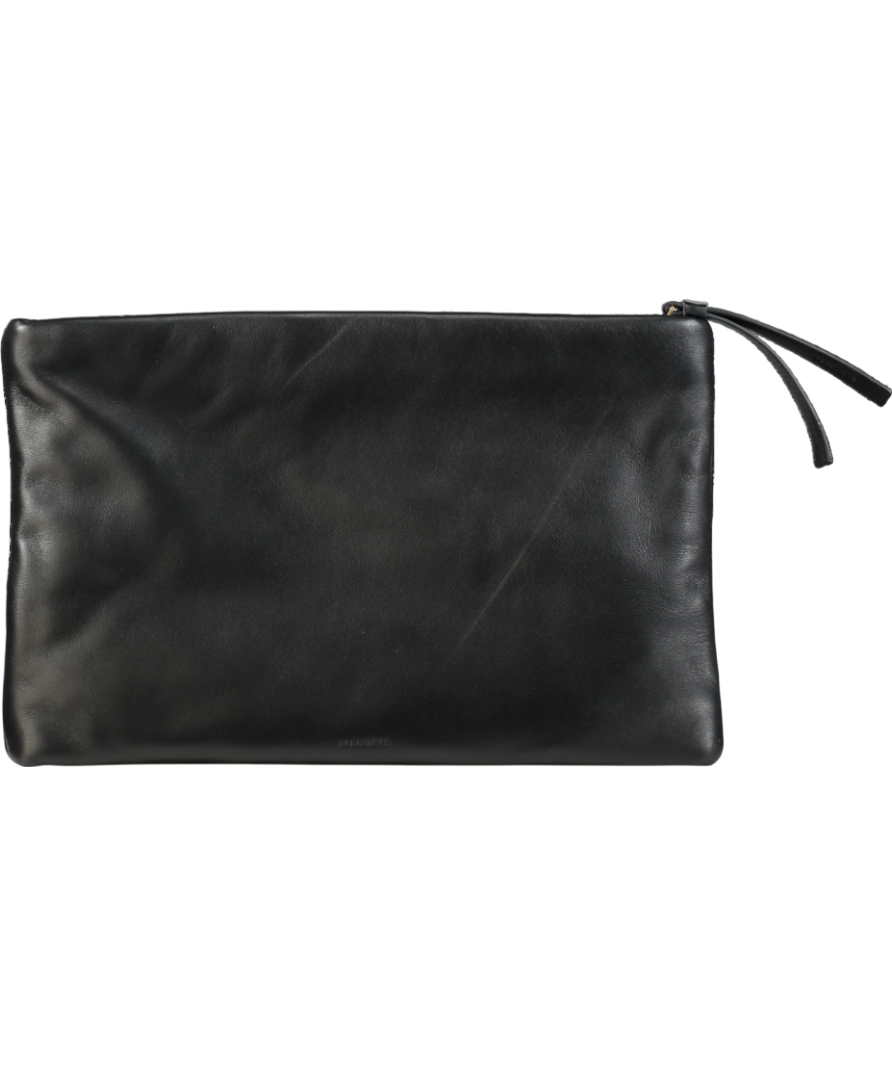 All Saints Black Bettina Leather Clutch Bag One Size