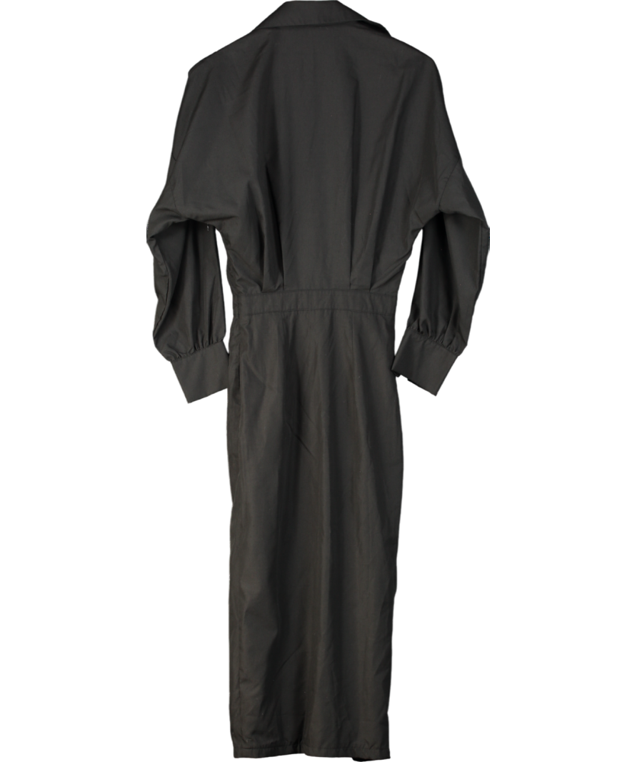 PrettyLittleThing Black Midi Shirt Dress UK 4