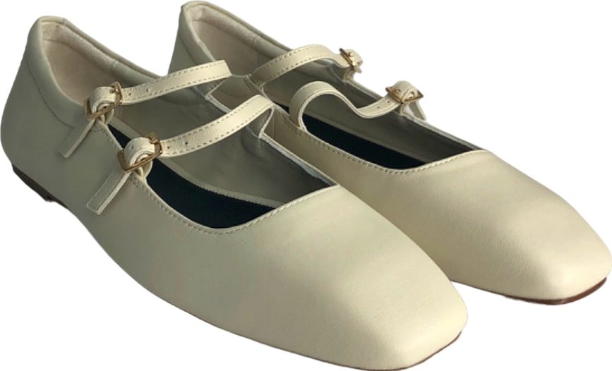 Mint Velvet Cream Leather Ballet Pumps UK 5 EU 38