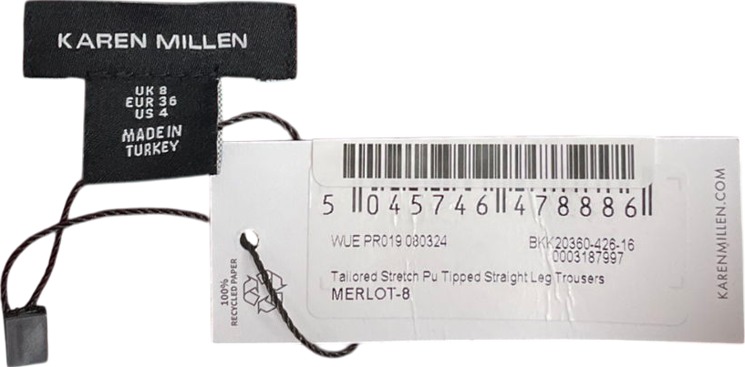 Karen Millen Red Tailored Stretch Tipped Straight Leg Trousers - Merlot UK 8