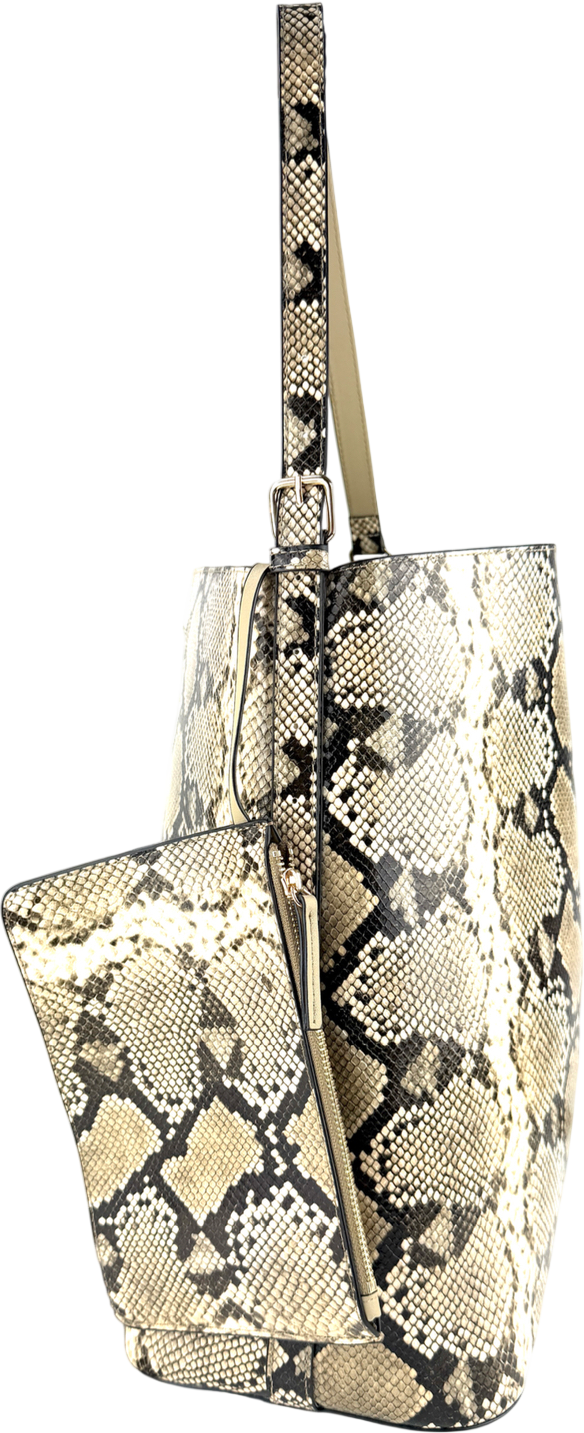 H&M Cream snakeskin Tote Bag With Pouch