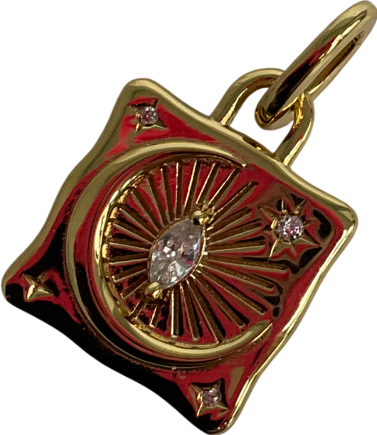 Astrid & Miyu Gold Moon Crystal Talisman Charm In Gold One Size
