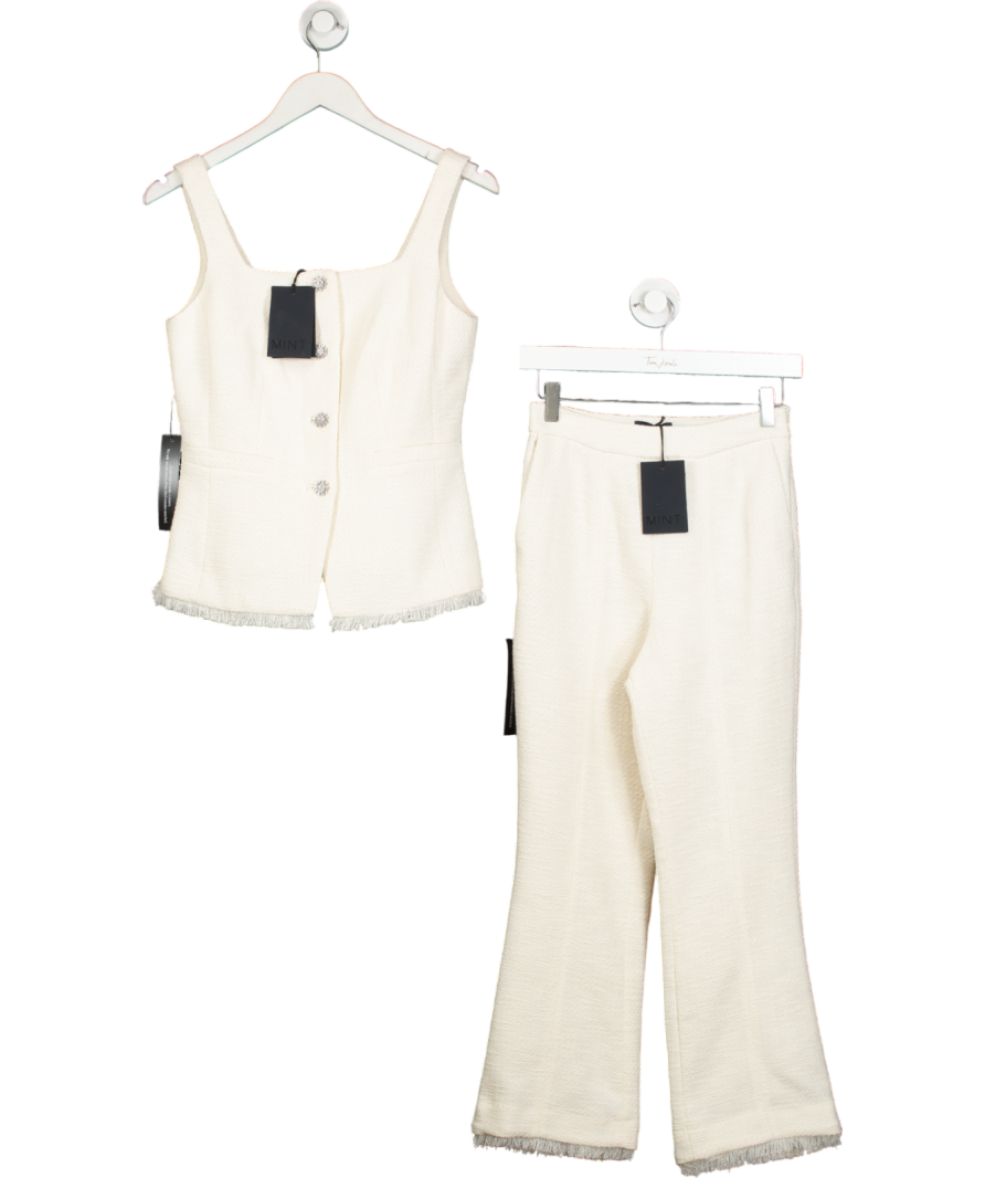 Mint Velvet Cream Boucle Waistcoat And Kickflare Trousers UK 6