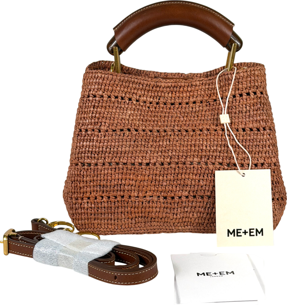 ME + EM Dusty Pink Mini Day Bag Raffia + Leather