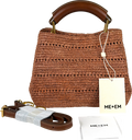 ME + EM Dusty Pink Mini Day Bag Raffia + Leather