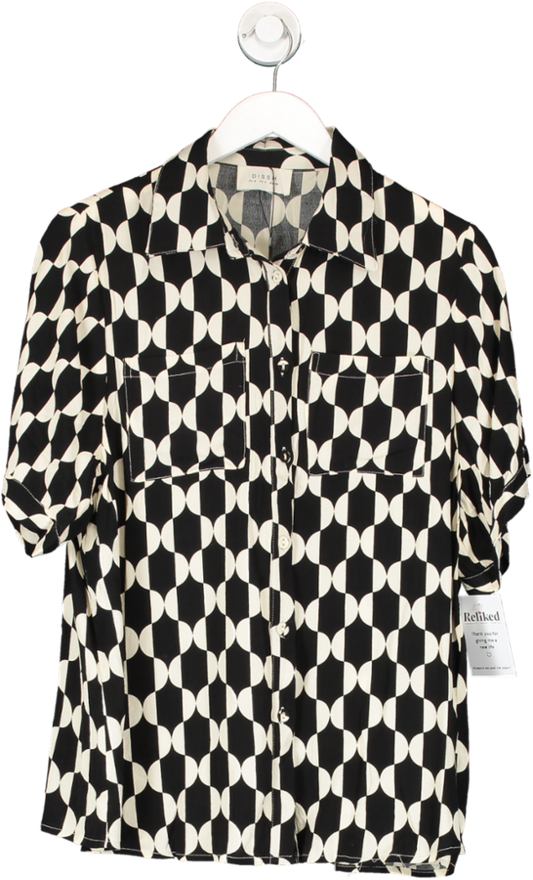 DISSH Black Monochrome Patterned Shirt UK 8