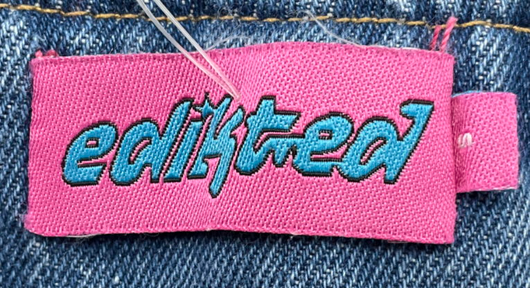 edikted Blue Denim Floral Corset Bandeau Top UK S