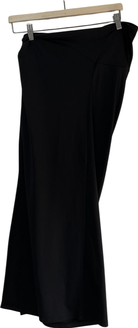 SHEIN Black Slinky Twist Knot Midi Skirt UK S